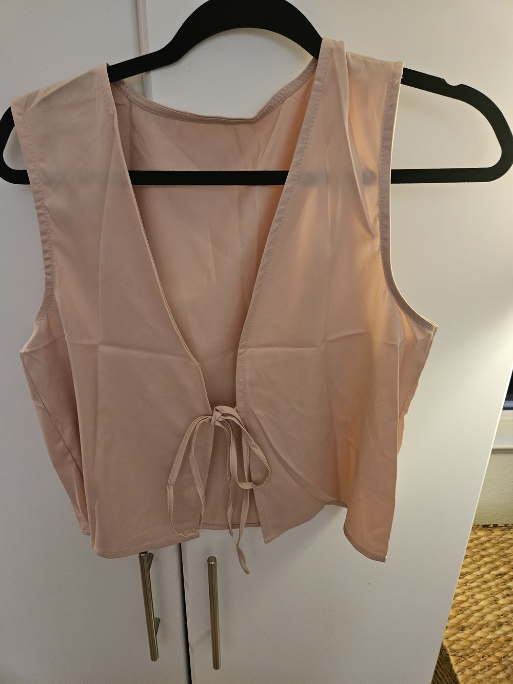 Tie-Front Sleeveless Camisole in Blush Pink